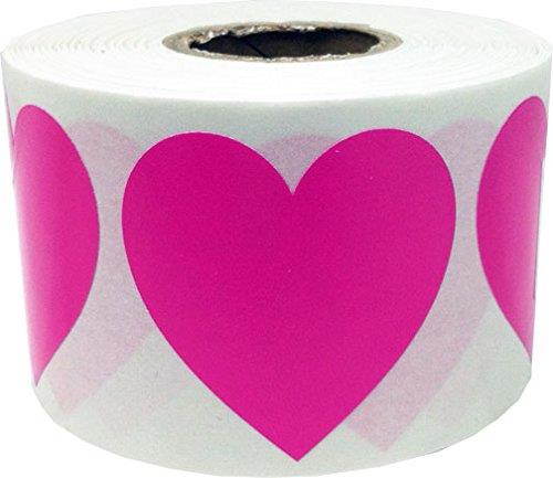 Hot Pink Heart Stickers For Valentine's Day Crafting Scrapbooking 1 1/2 Inch 500 Adhesive Stickers