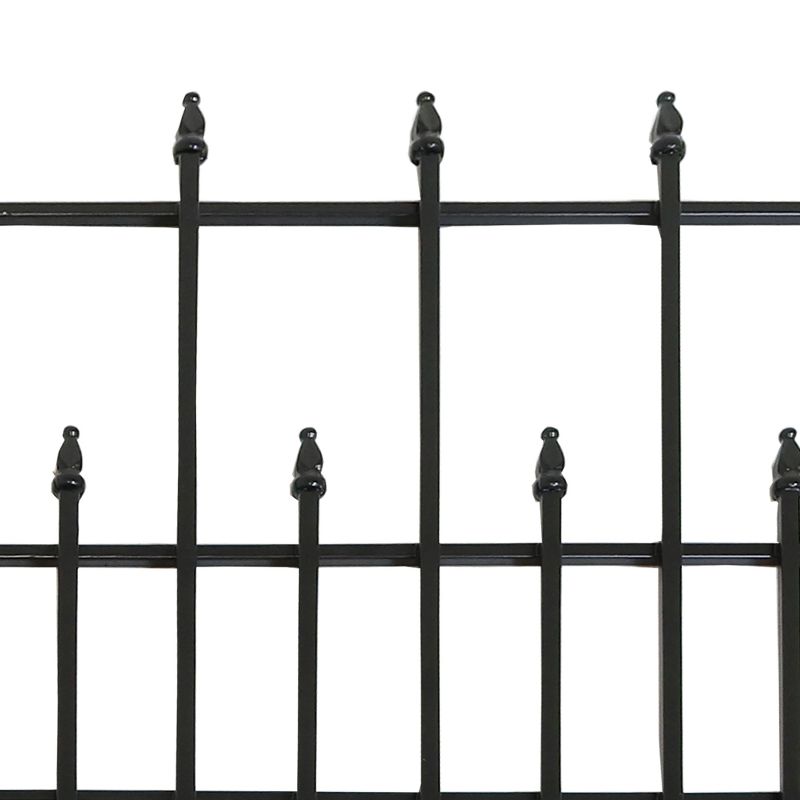 Plow & Hearth - Pewter Wrought Iron Fence - Outdoor Garden Edging with Decorative Design