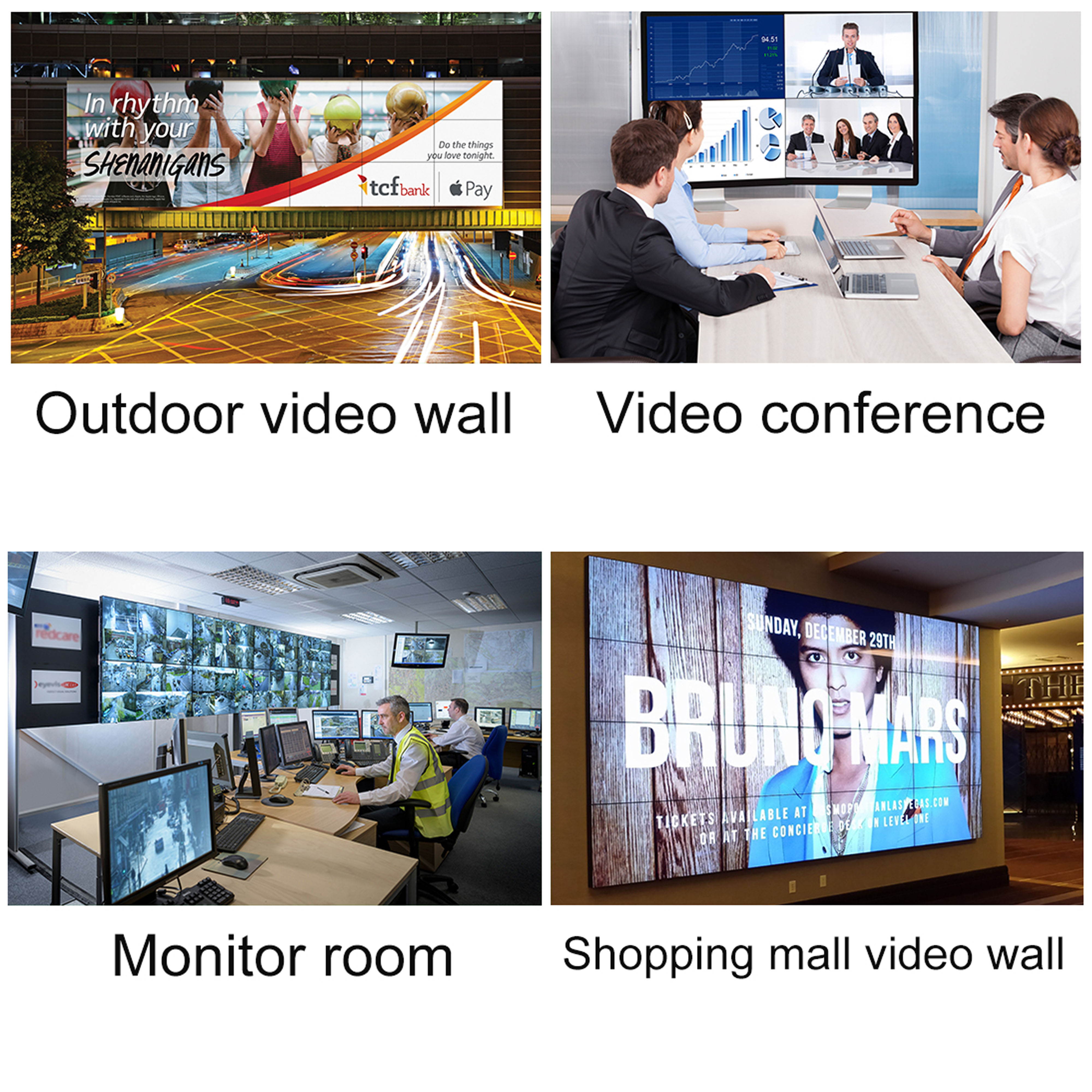 Video Wall Controller 4K 3840x2160@60Hz HDMI 2.0, HDMI 1.4 DP1.2 Inputs with 6 HDMI Outputs for TV Splicing, Support 3x2, 3x1, 1x5,1x6 Display and 180 Degree Rotate