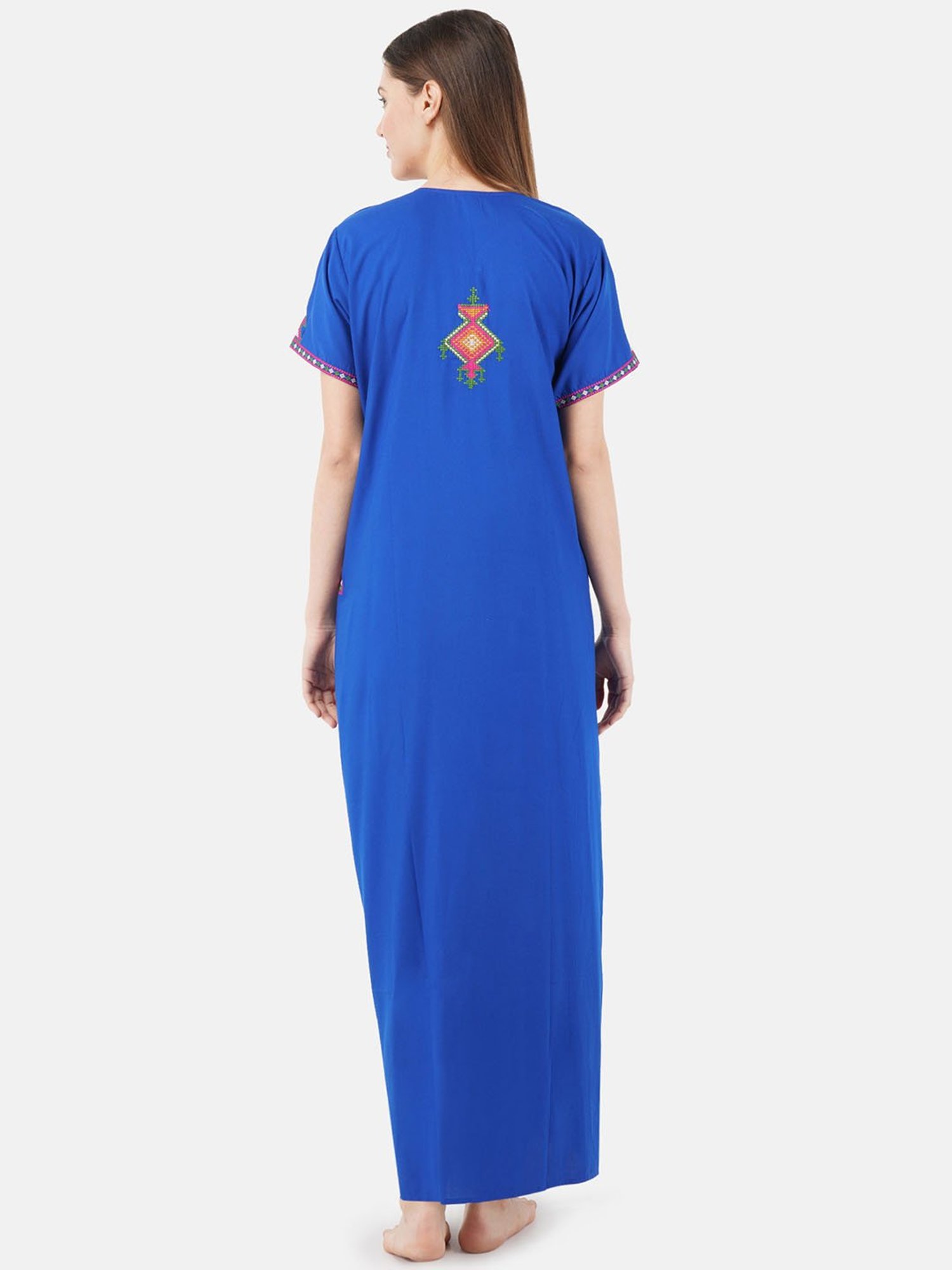 KOI SLEEPWEAR Blue Embroidered Nighty