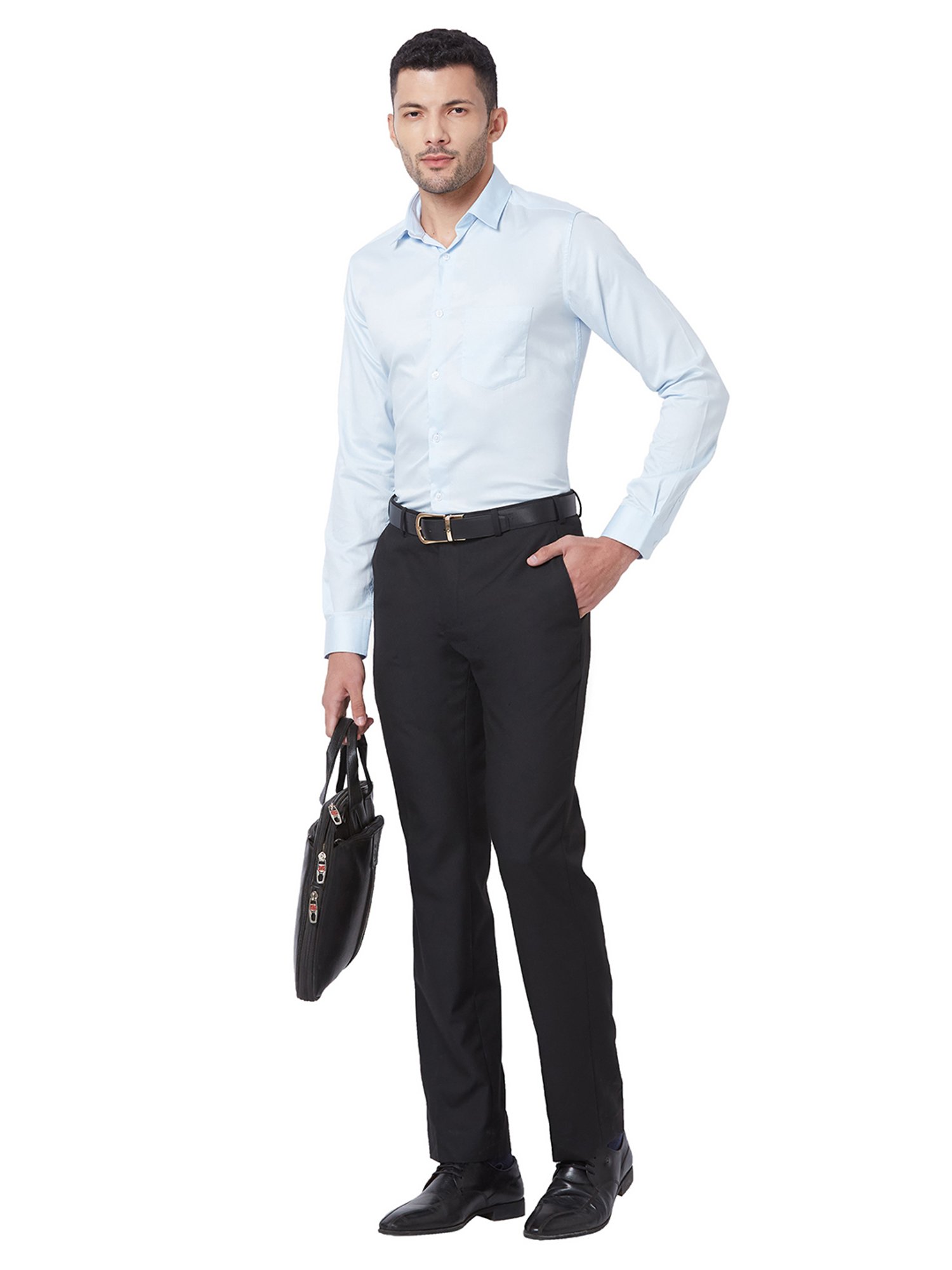 Kenneth Cole Light Blue Slim Fit Cotton Shirt