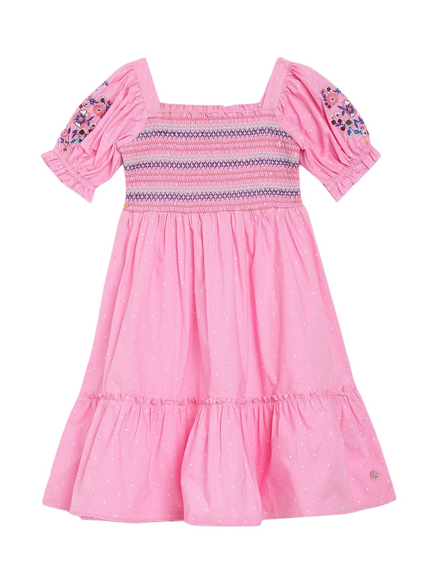 Blue Giraffe Kids Pink Cotton Striped Dress