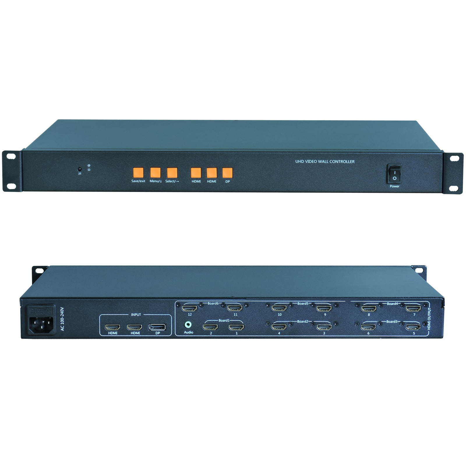 Video Wall Controller 4K 3840x2160@60Hz HDMI 2.0, HDMI 1.4, DP1.2 Inputs with 12 HDMI Outputs for TV Splicing, Support 3x4,3x3,2x5,2x6,6x1,6x2 Display and 180 Degree Rotate
