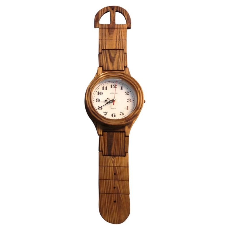 Wrist Watch Shaped Wall Clock Oak Finish - Creative Motion Industries