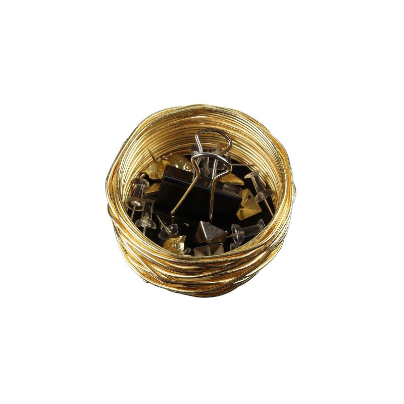 Design Ideas WoundUp Paper Clip Holder Cup - Desk Organization Accessory - Brass, 3" x 1.5"