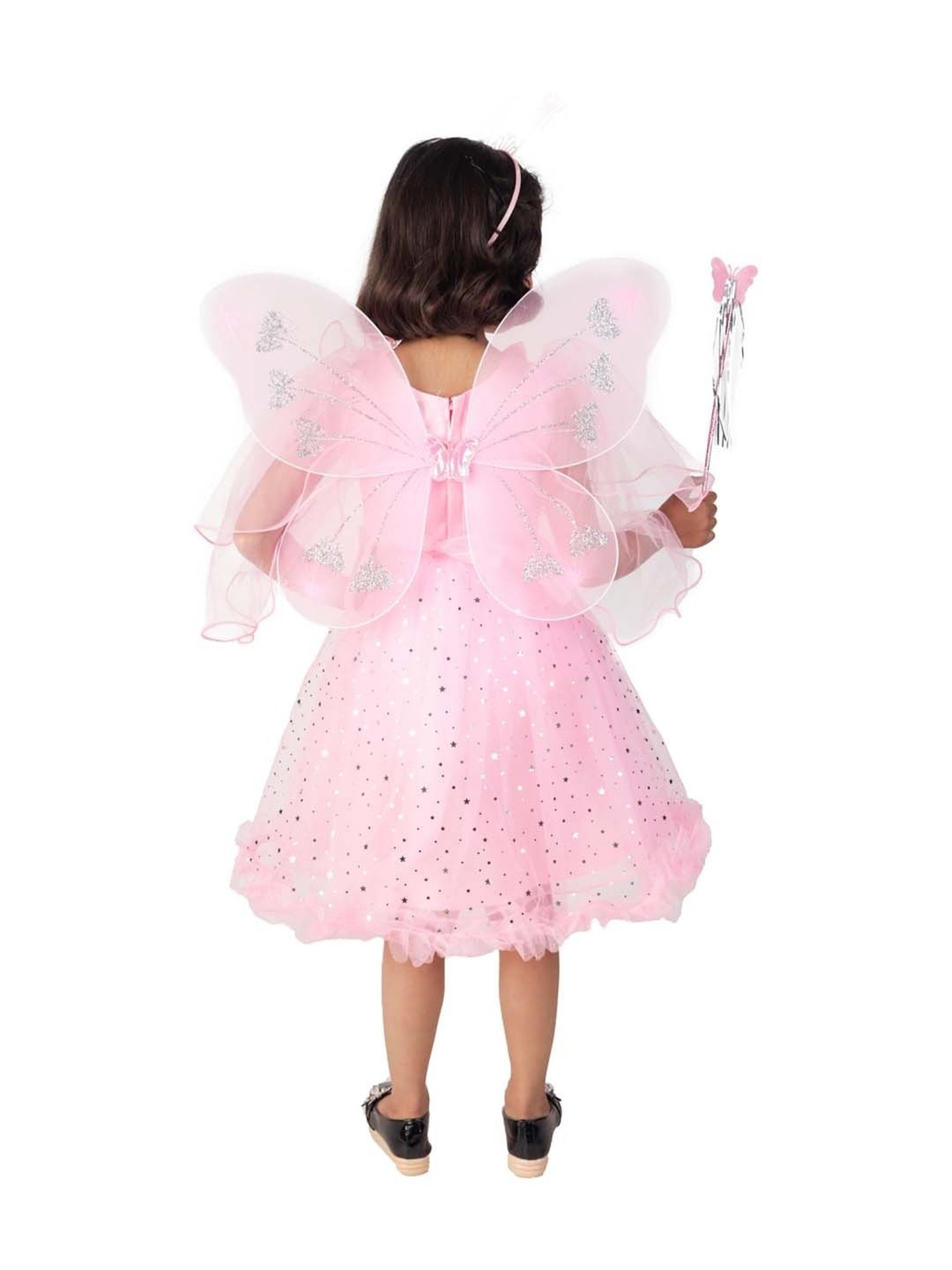 Ahhaaaa Kids Pink Cotton Embellished Dress