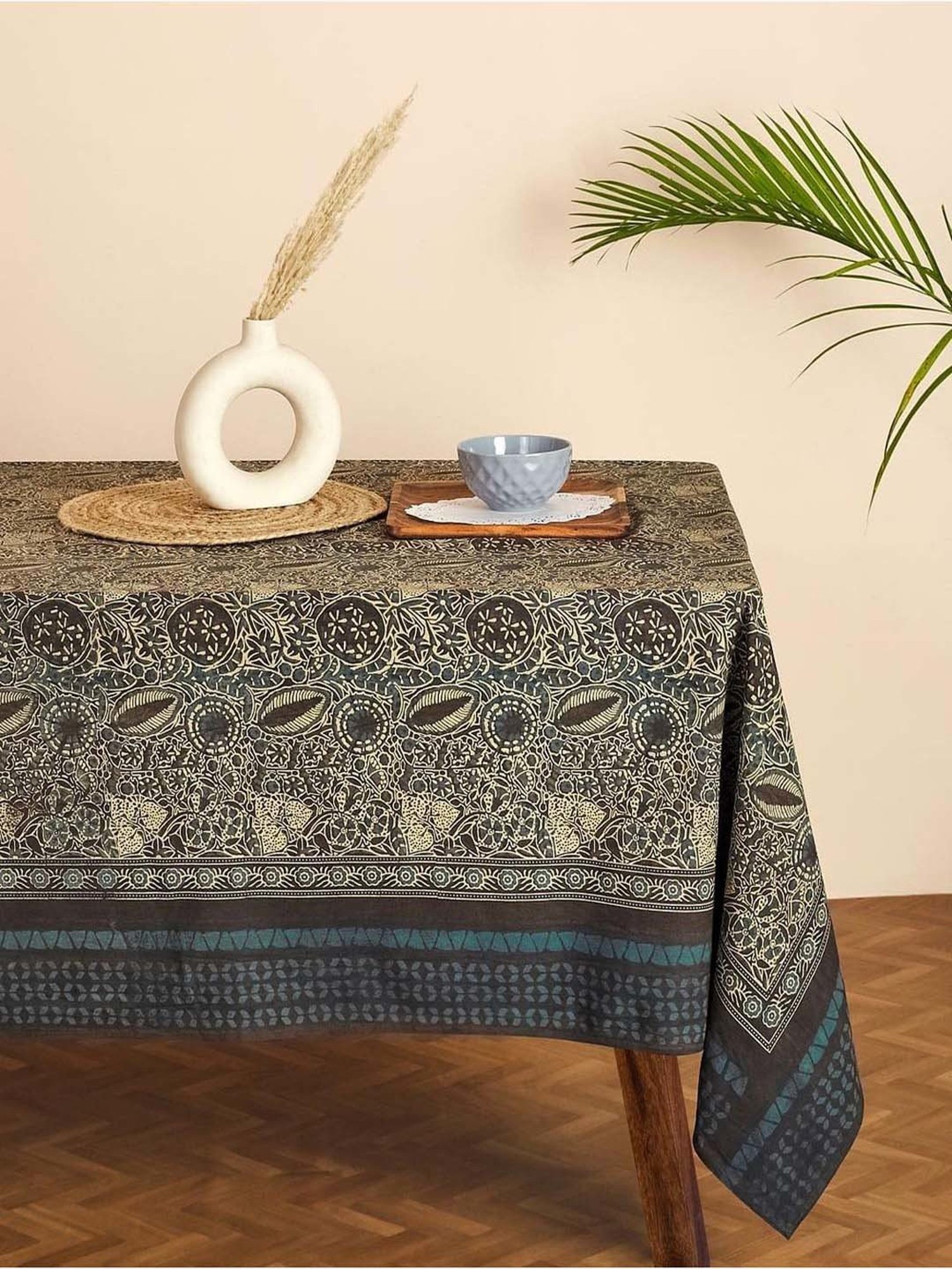 Fabindia Multicolor Cotton 116 TC 163 GSM 4 Seater Table Cover