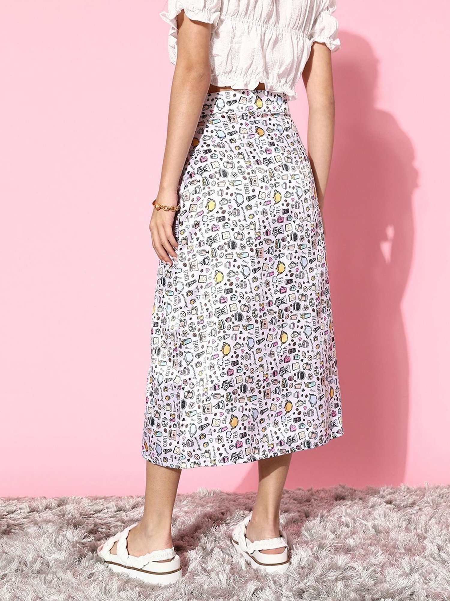 Belle Fille White Floral Print Skirt