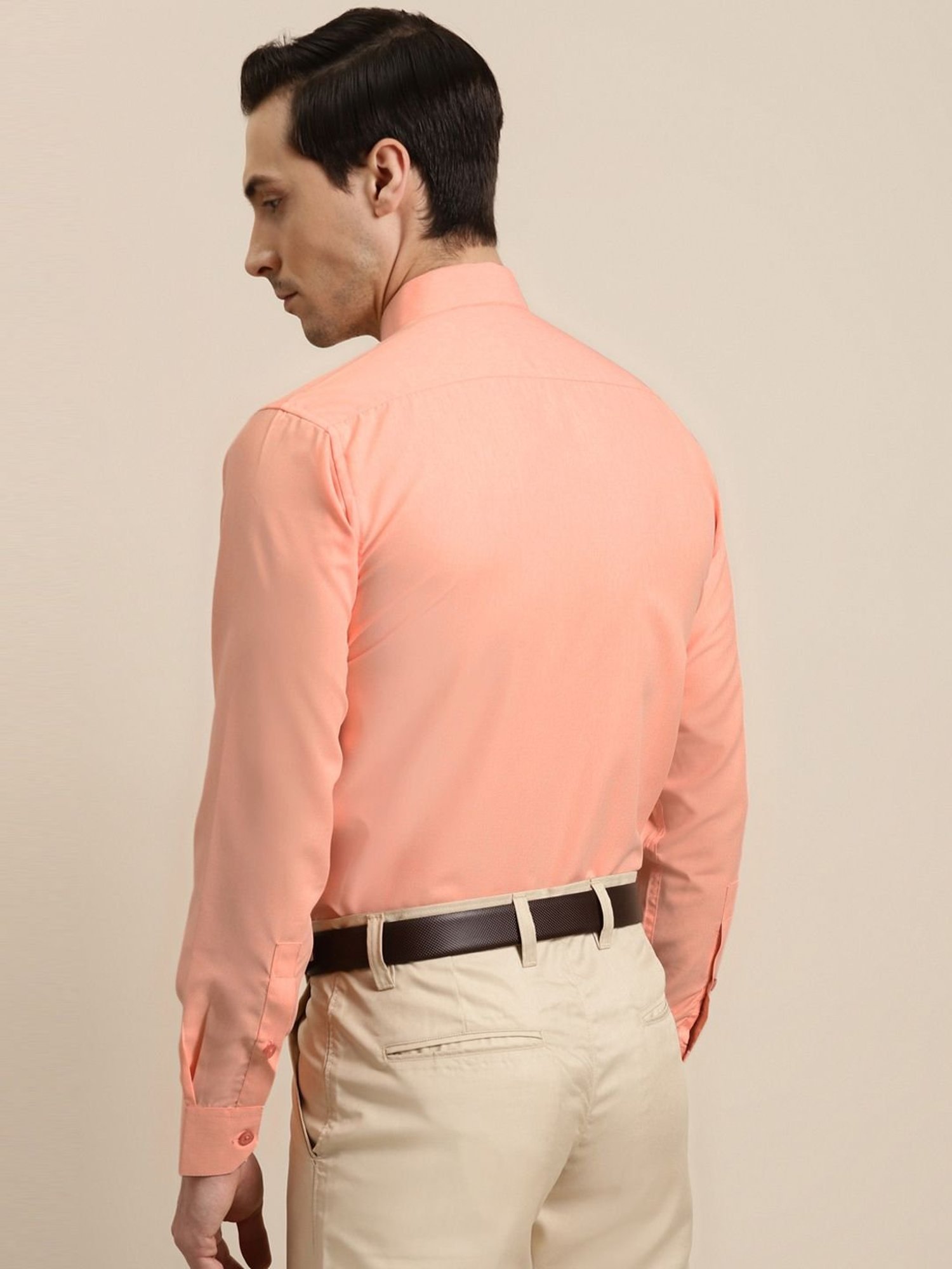 Sojanya Peach Cotton Regular Fit Shirt