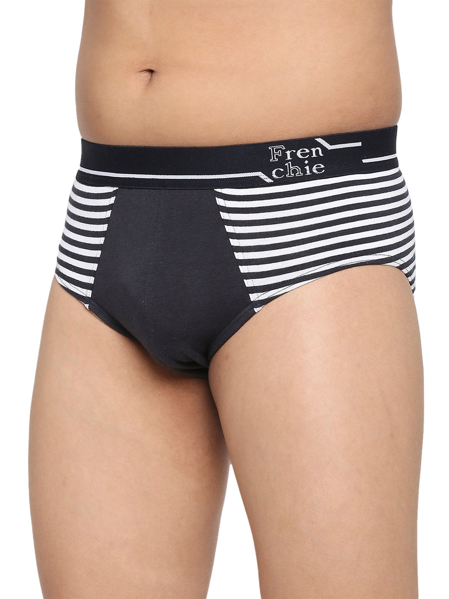 Frenchie Kids Black & Orange Striped Briefs (Pack Of 2)