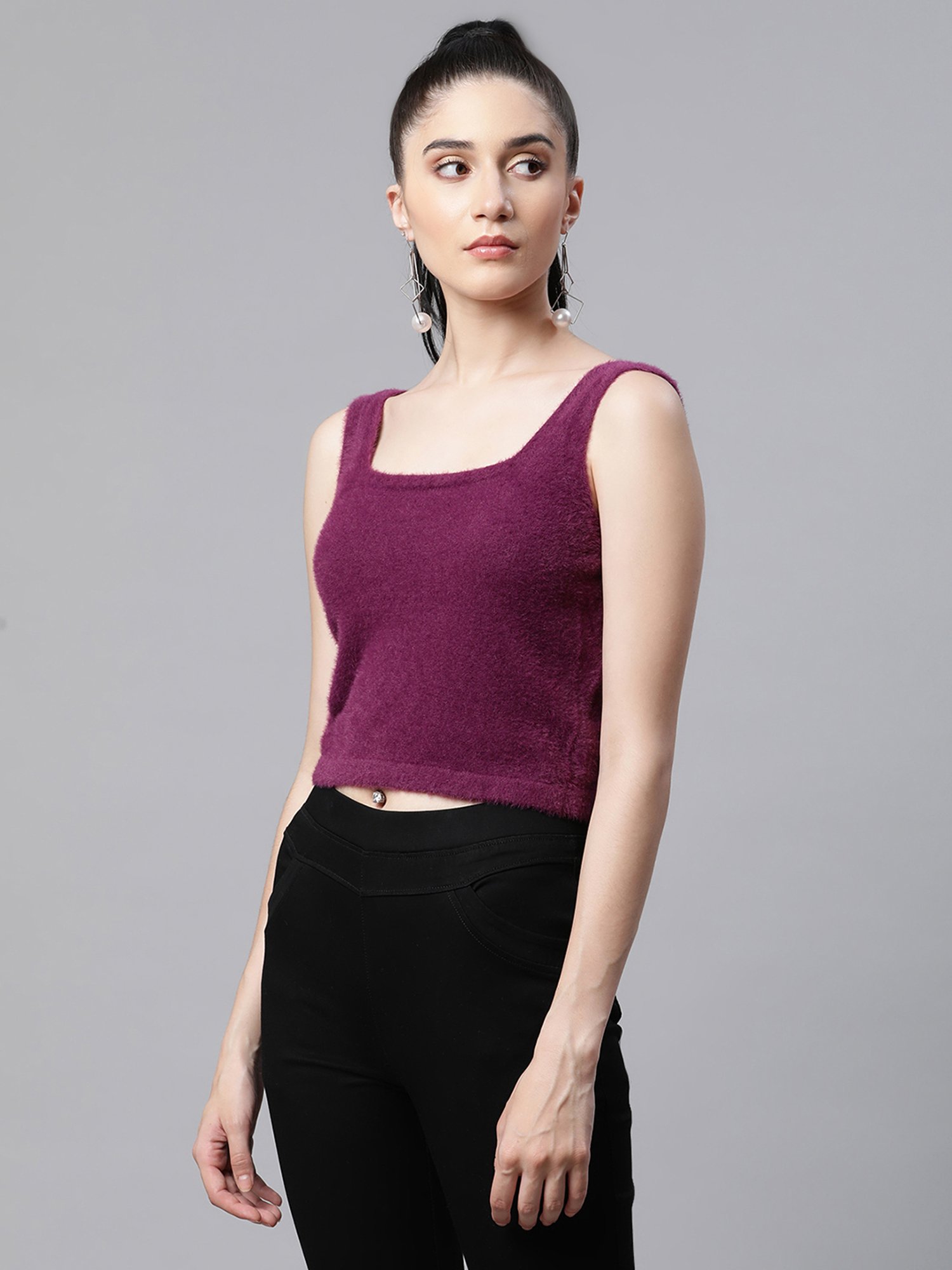Global Republic Purple Knitted Regular Fit Top