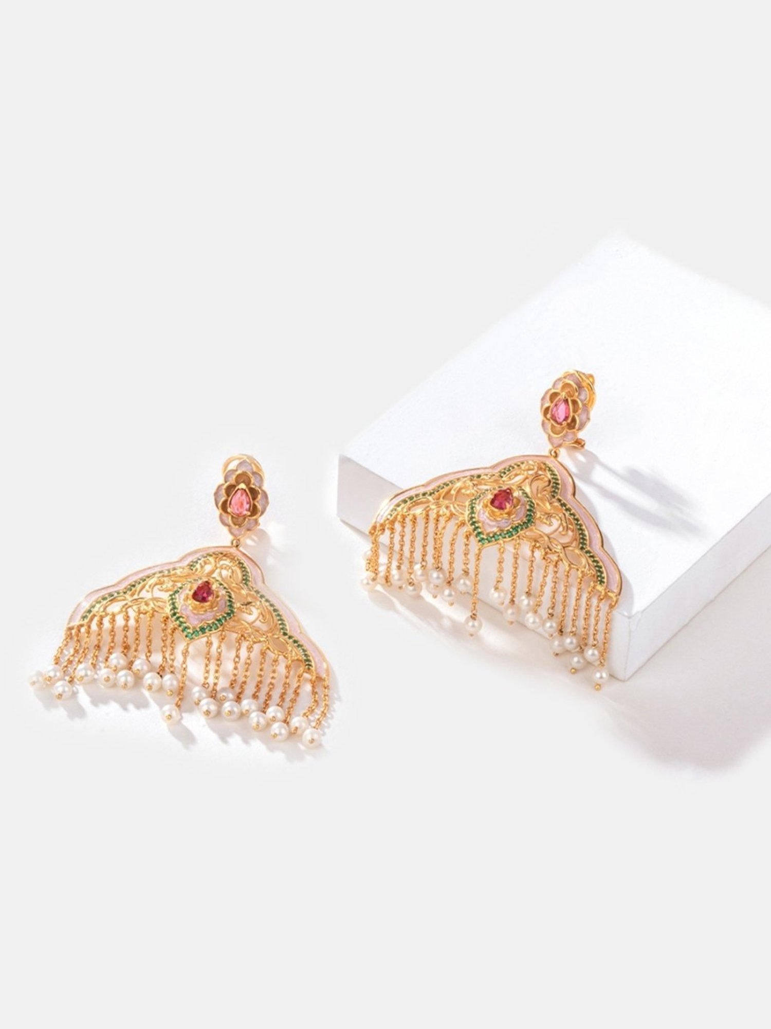 Shaya 92.5 Sterling Silver Yellow Gold Shaadi Squad Bindaas Bahu Earrings for Women