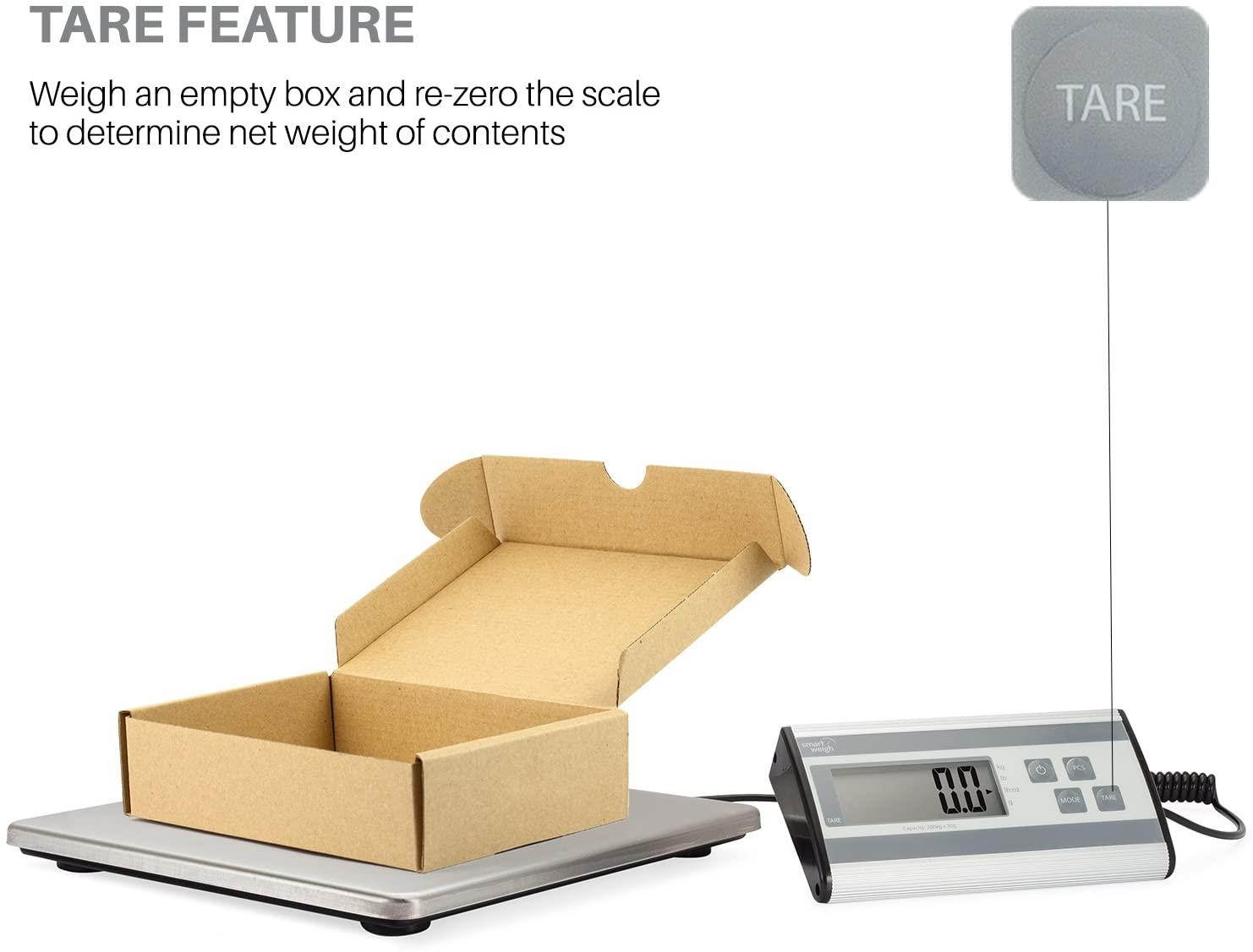 Smart Weigh Digital Heavy Duty Shipping and Postal Scale with Durable Stainless Steel Large Platform, 440 lbs Capacity x 6 oz Readability, UPS USPS Post Office Postal Scale and Luggage Scale