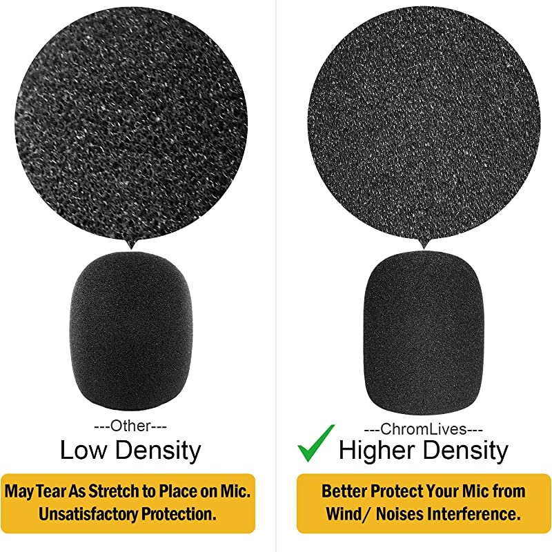 Microphone Cover Microphone Windscreen Foam Cover Black Top Grade 6 Pack