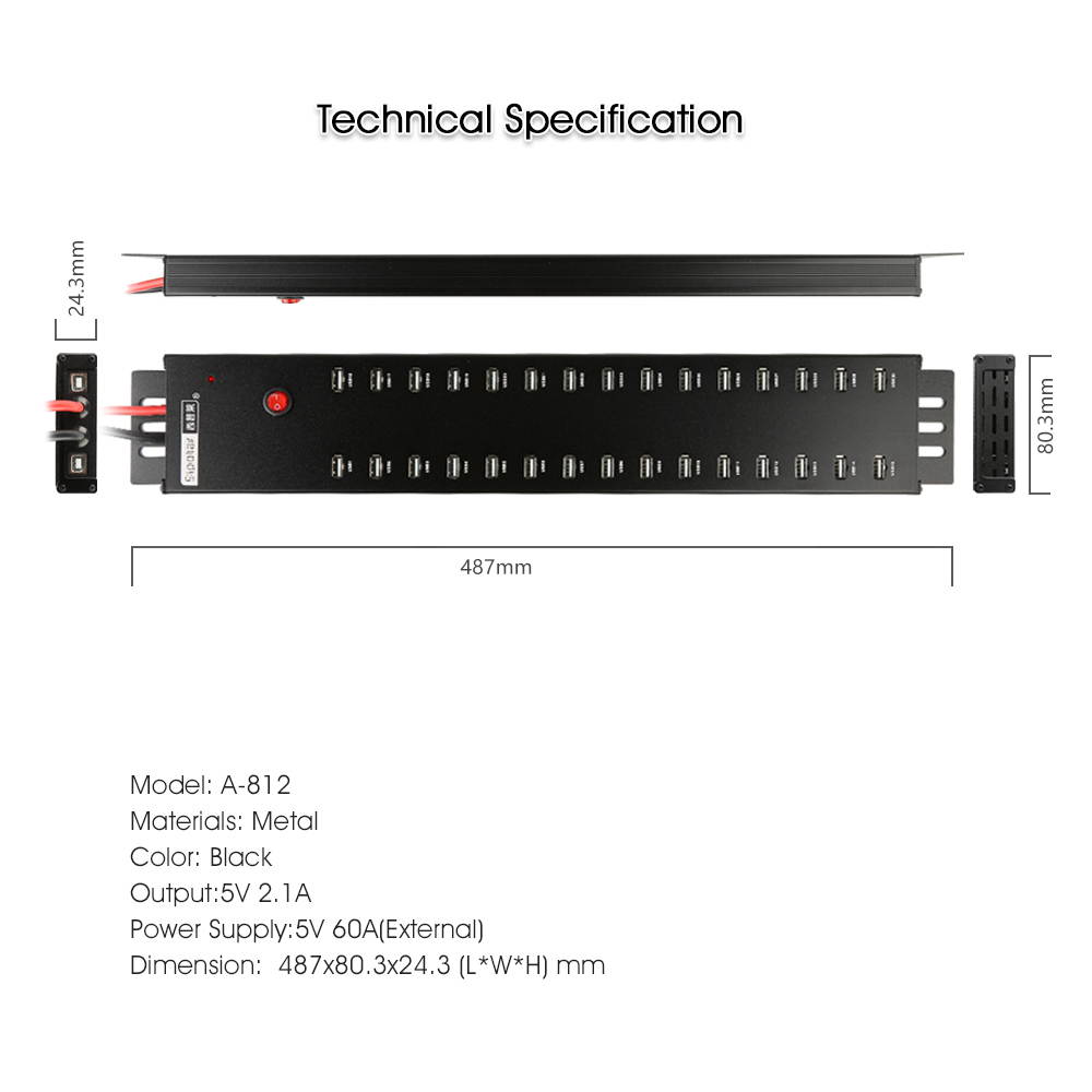 Sipolar Industrial 30 port 300W powered USB 2.0 data and syncs charging station hubs quick charger max 2.1A each port for ipad iphone tablets Charging box/Cart/Cabinet a-812