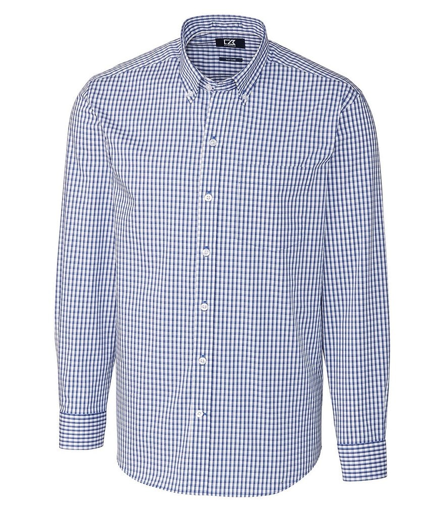 Cutter & Buck Big & Tall Easy Care Gingham Stretch Long-Sleeve Woven Shirt