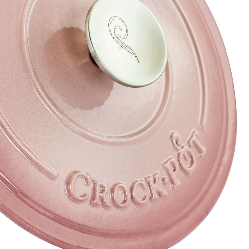 Crock-Pot Artisan 2 Piece 3 Quarts Enamled Cast Iron Dutch Oven in Blush Pink