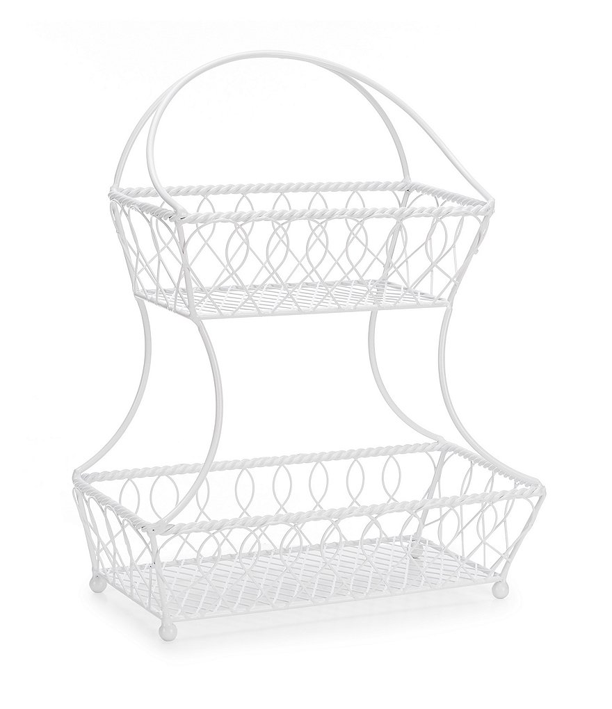 Gourmet Basics by Mikasa White 2 -Tier Flatback Storage Basket