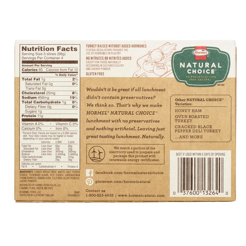 Hormel Natural Choice Sliced Smoked Deli Turkey - 8oz