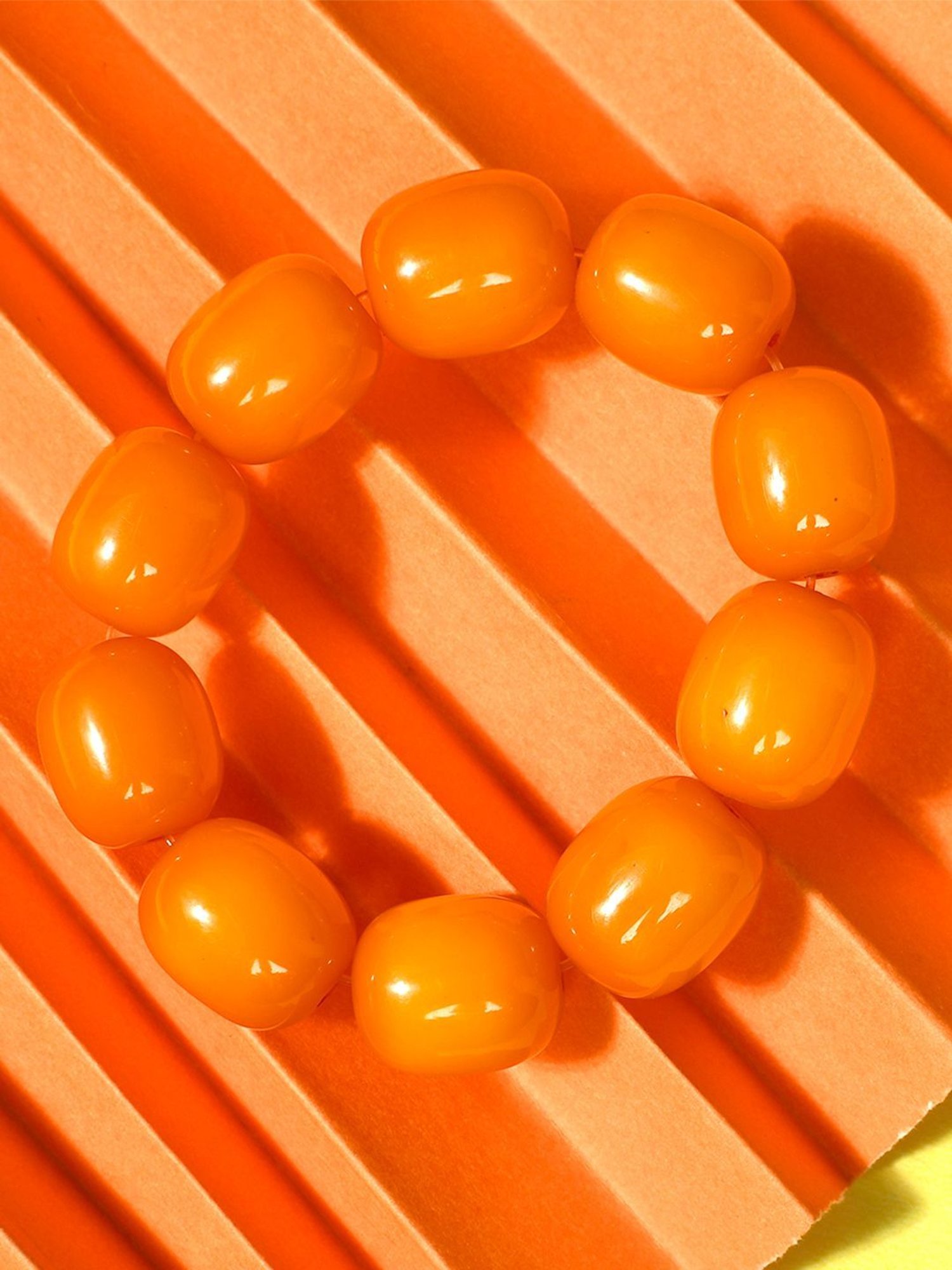 IMLI STREET Orange Artificial Stone Stretchable Bracelet for Women