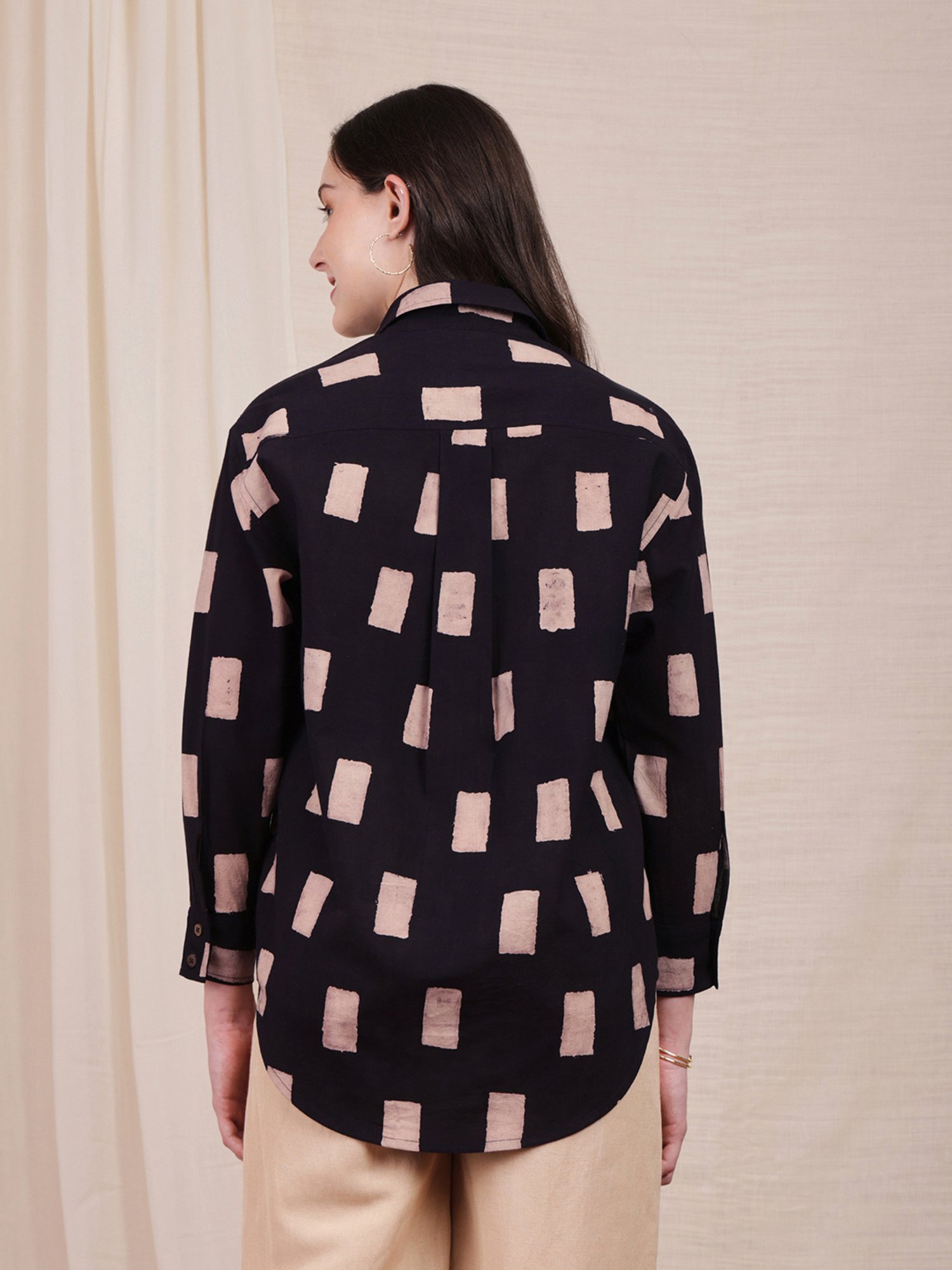 Pink Fort Black Cotton Printed Shirt