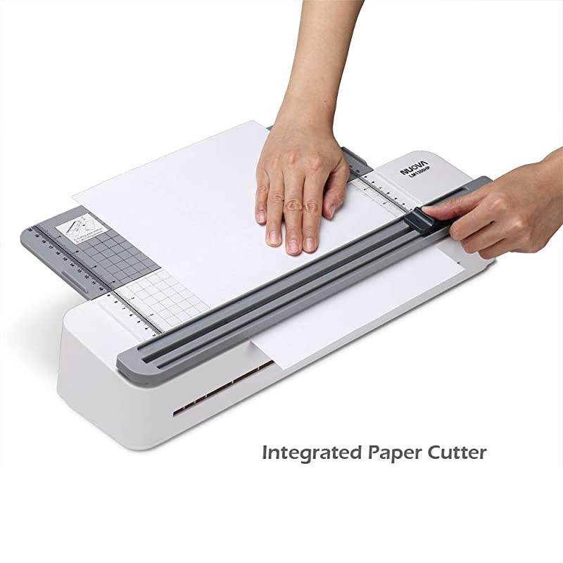 2 in one Thermal Laminator/Paper Cutter, 13" Max Width, Quick Warm-Up, White/Grey
