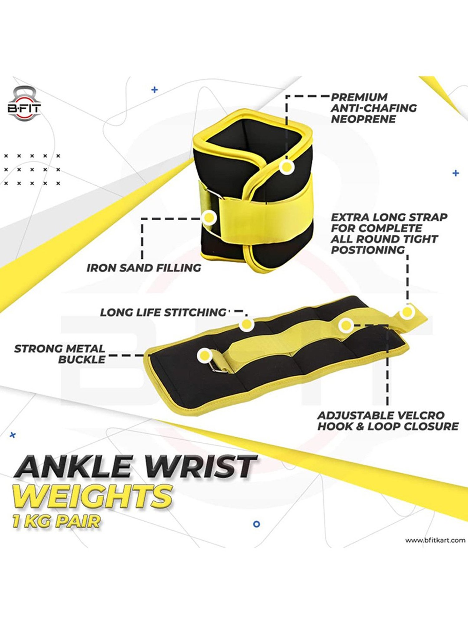 B Fit Fully Adjustable Ankle/Wrist Weight (Black)