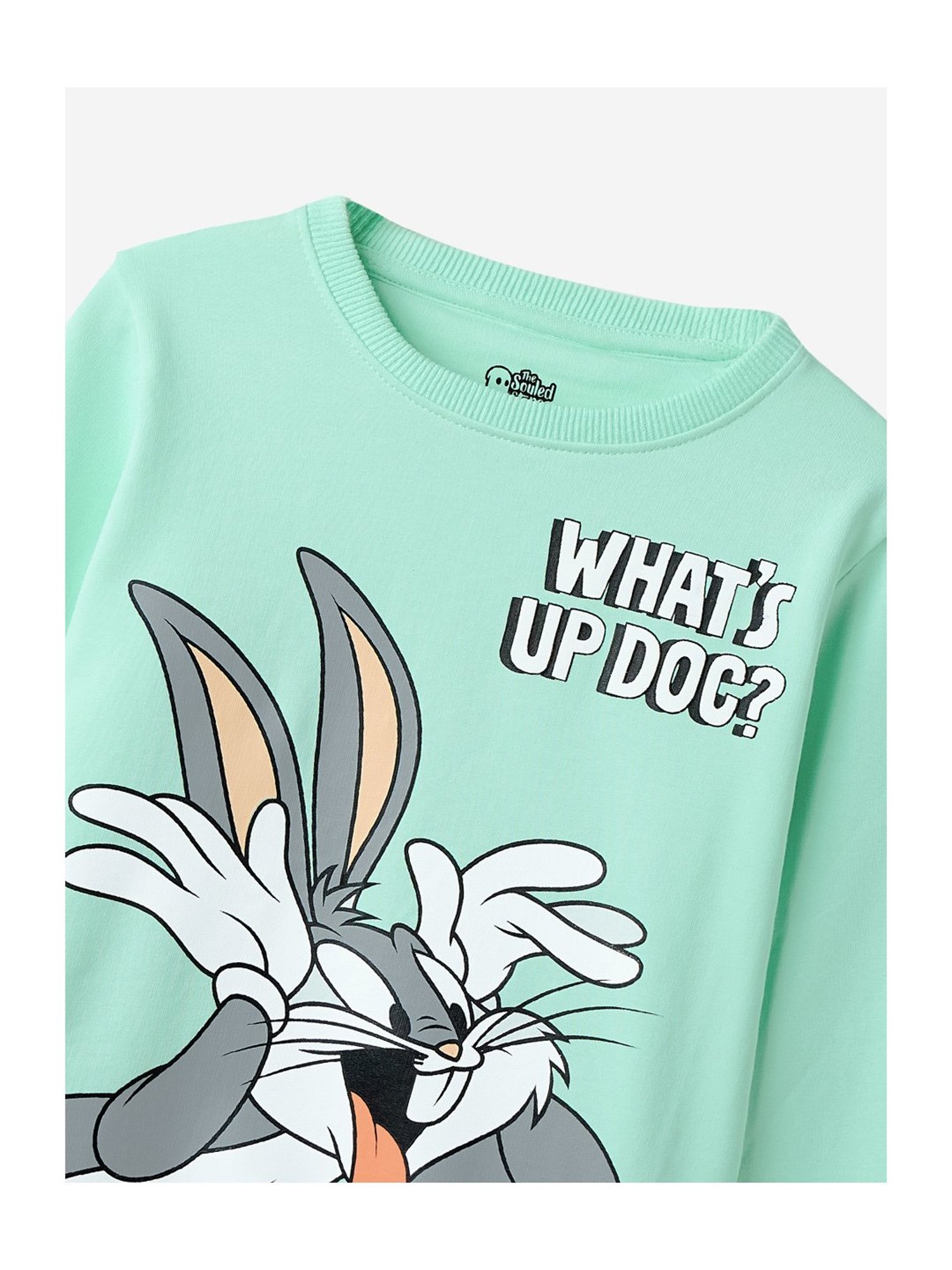 The Souled Store Kids Turquoise Printed Full Sleeves Sweatshirt