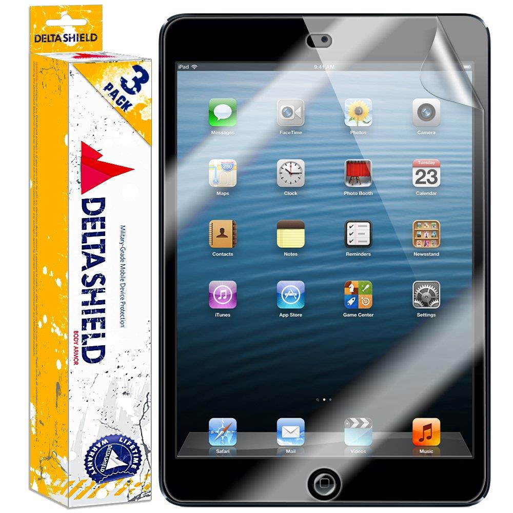 DeltaShield Screen Protector for Apple iPad Mini (1st Generation 2012)(3-Pack) BodyArmor Anti-Bubble Military-Grade Clear TPU Film