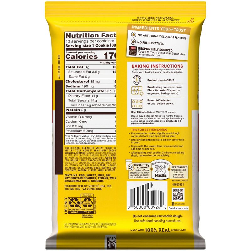 Pillsbury Big Deluxe Chocolate Chip Cookie Dough with Hershey's Mini Kisses - 16oz/12ct