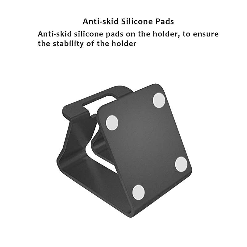 Cell Phone Stand Aluminum Alloy Desktop Phone Mount Holder, Universal Tablets Phone Stand for iPhone 11 X 8 7 6 Samsung Galaxy s10 9 All Smartphone (Black)