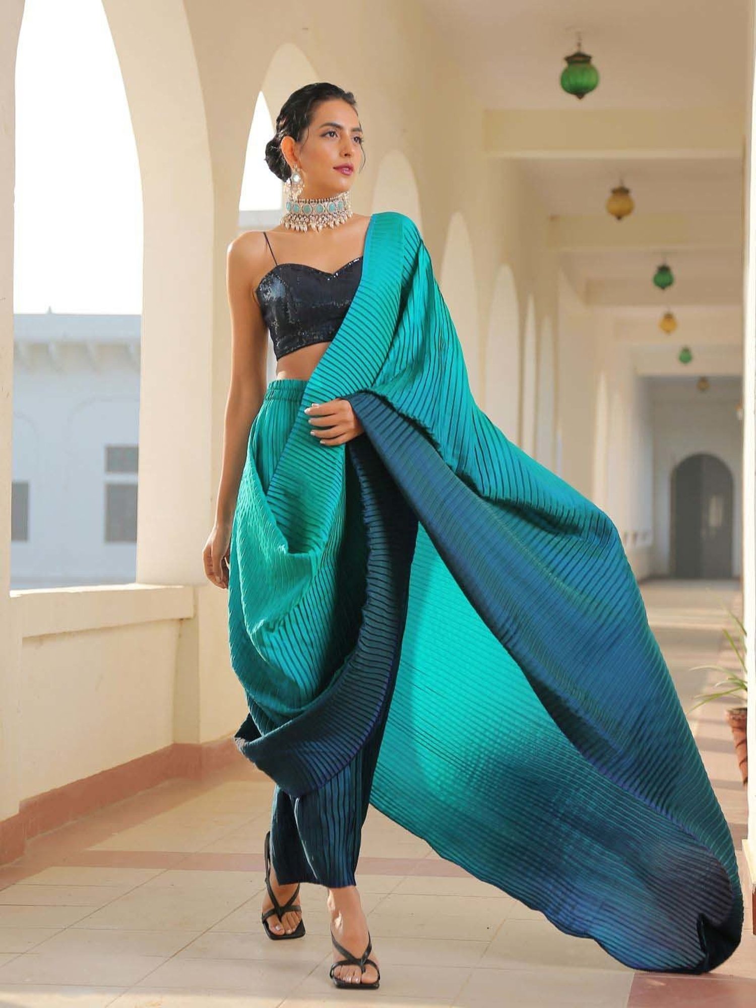 Swtantra Navy Embellished Readymade Blouse