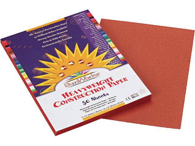 SunWorks 6703 Construction Paper- 58 lbs.- 9 x 12- Brown- 50 Sheets/Pack