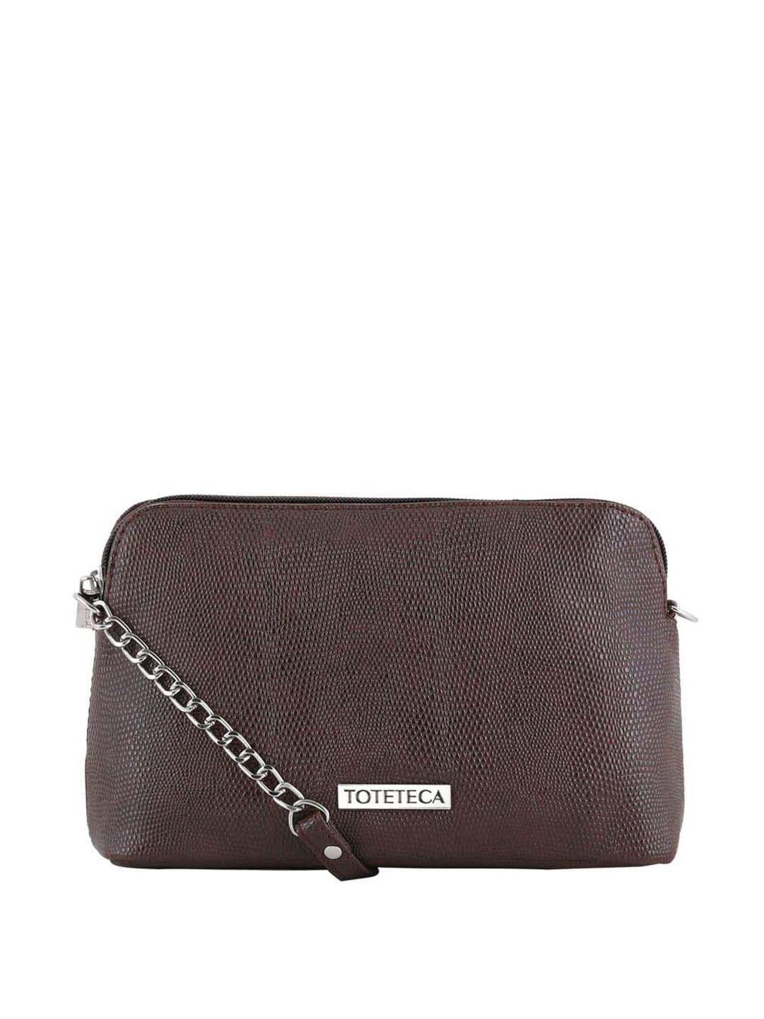 Toteteca Brown Textured Medium Sling Handbag