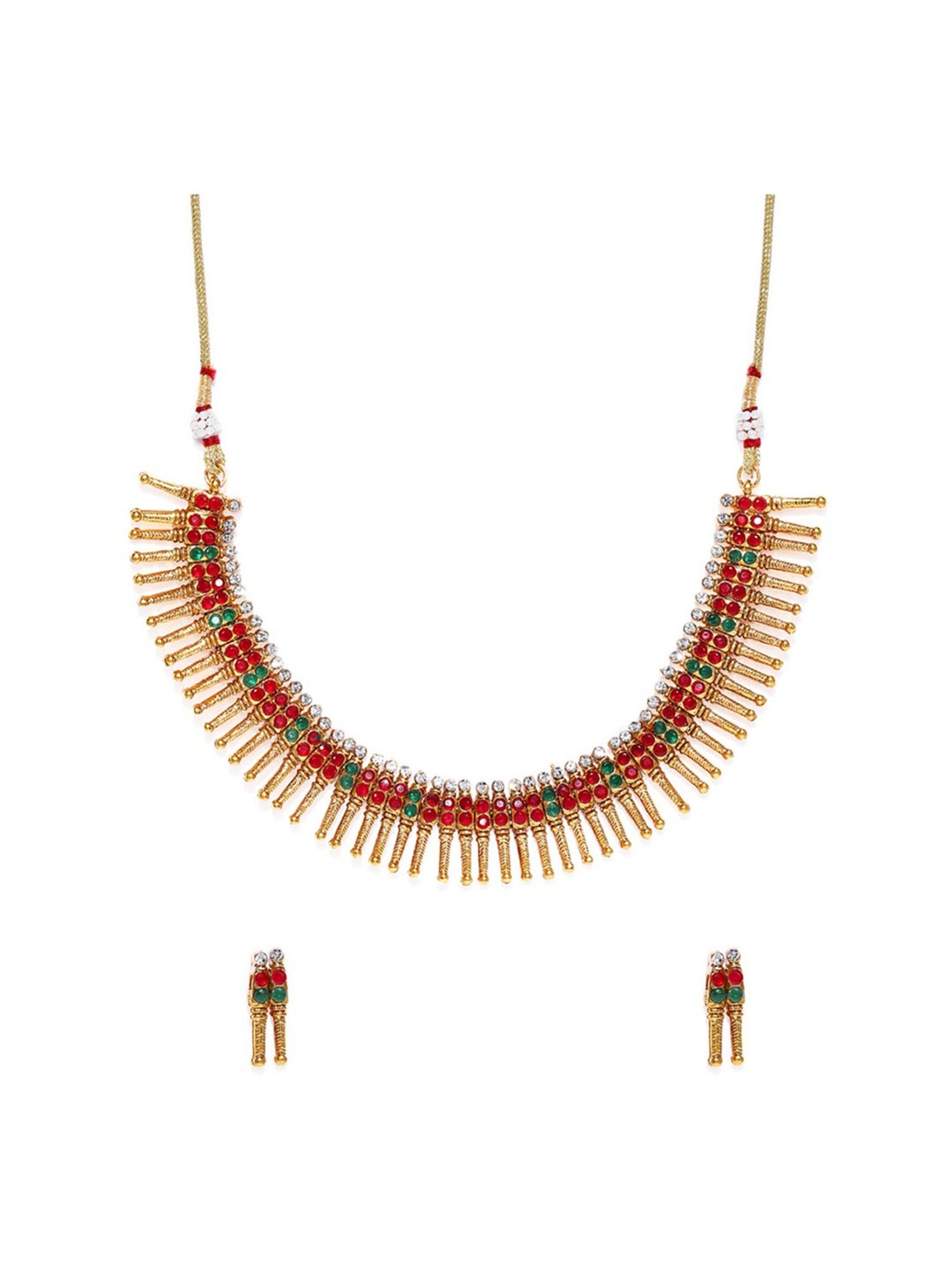 Sri Jagdamba Pearls White Alloy Classic Necklace & Earring Set