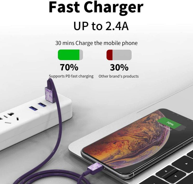 iFory Lightning Cable, iPhone Charger [Apple MFi Certified / 3ft 2 Pack/Dark Purple] Fast Charging Cord Compatible with iPhone 11 Pro Max, 11 Pro, X, Xs, Xr, Xs Max, 8/8 Plus, 7/7 Plus