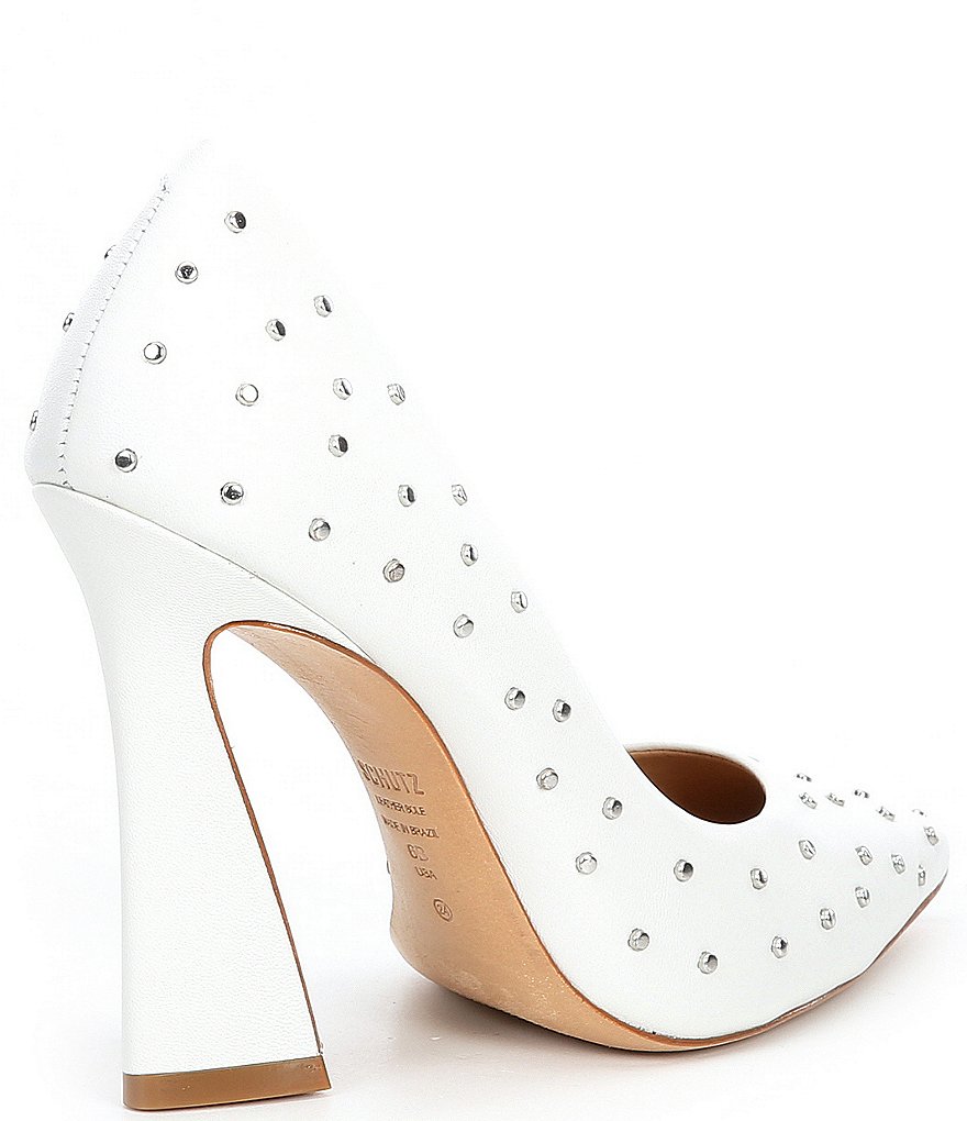 Schutz Belmira Studded Leather Pointed Toe Pumps