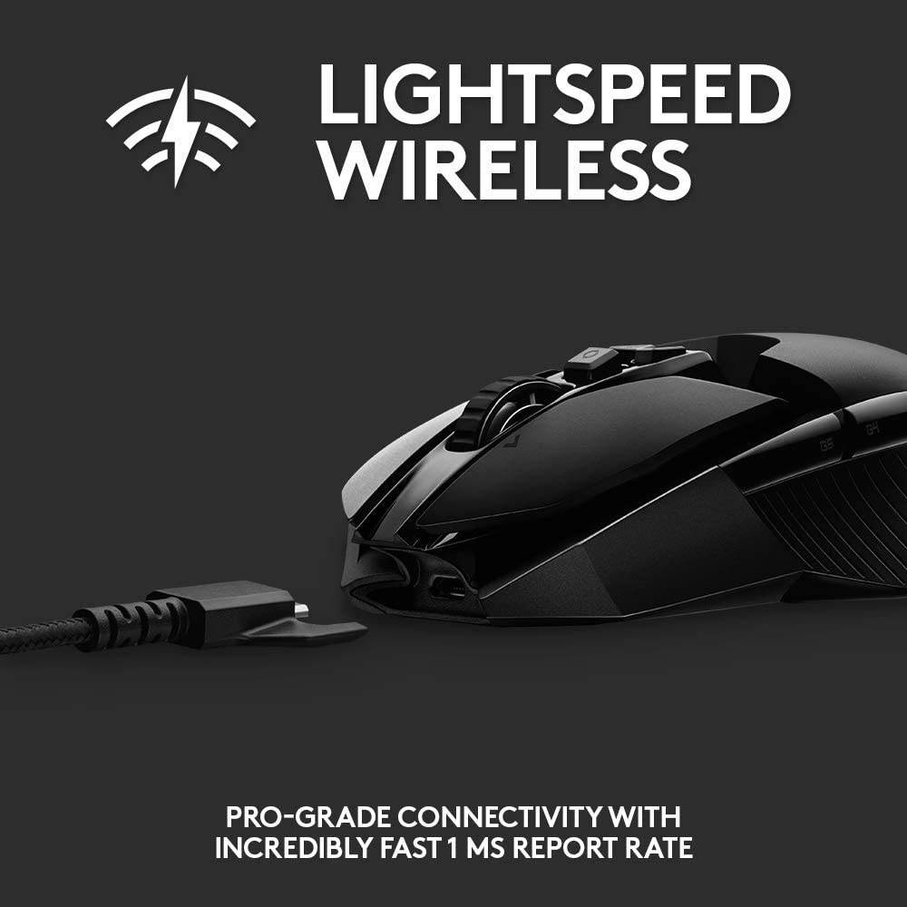 Logitech G903 LIGHTSPEED Wireless Gaming Mouse W/ Hero 25K Sensor PowerPlay Compatible 140+ Hour with Rechargeable Battery and Lightsync RGB Ambidextrous 107G+10G optional 25600 DPI