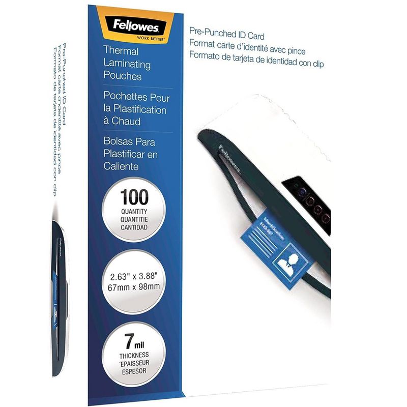Fellowes Laminating Pouches 7mil 2 5/8 x 3 7/8 ID Size 100/Pack 52050