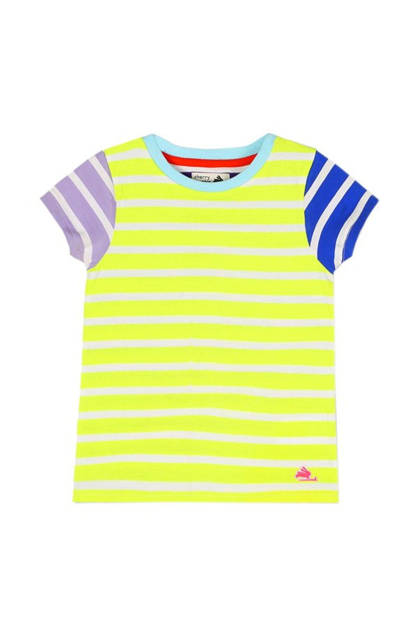 Cherry Crumble By Nitt Hyman Boys Neon Green Striped T-Shirt