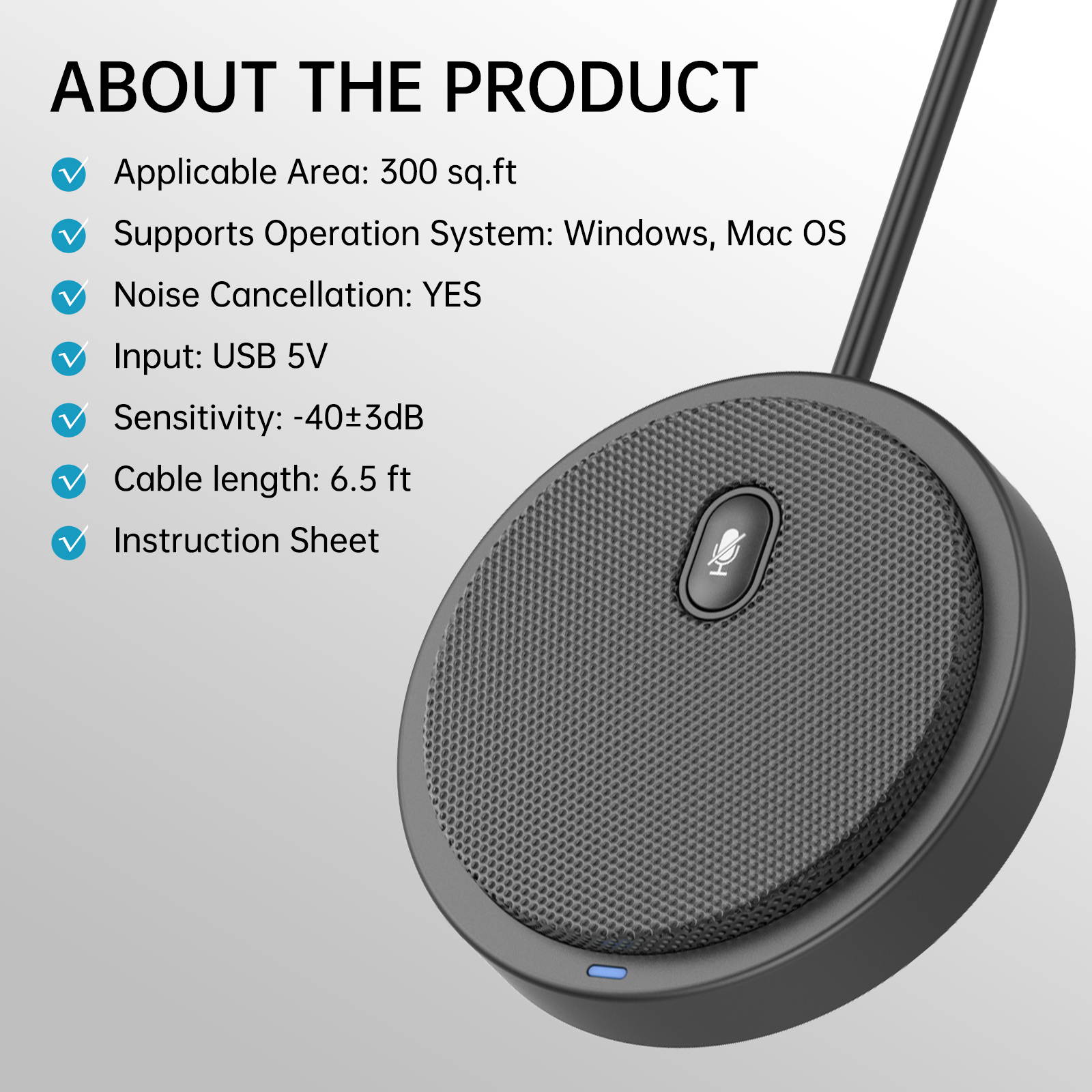 USB Omnidirectional Microphone for Computer, Works with Windows & iOS, Plug&Play PC Microphone for Zoom/Meeting/Streaming/Podcast/Gaming