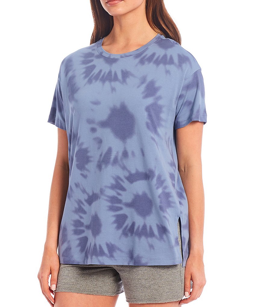 Jasmine & Ginger Tonal Tie-Dye Printed Knit Coordinating Sleep Tee