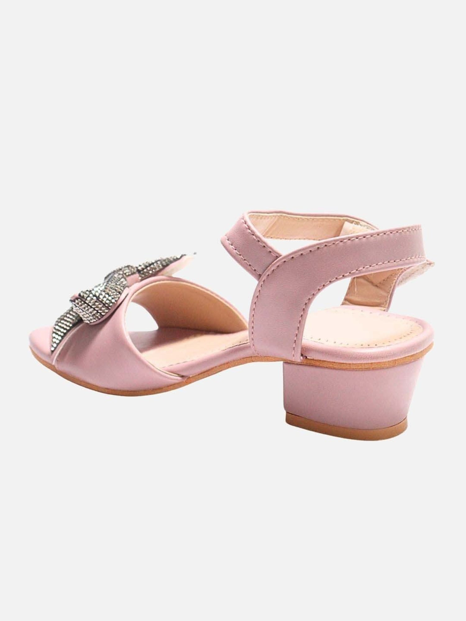Tiny Bugs Girls Off White & Pink Party Wear Slip Ons