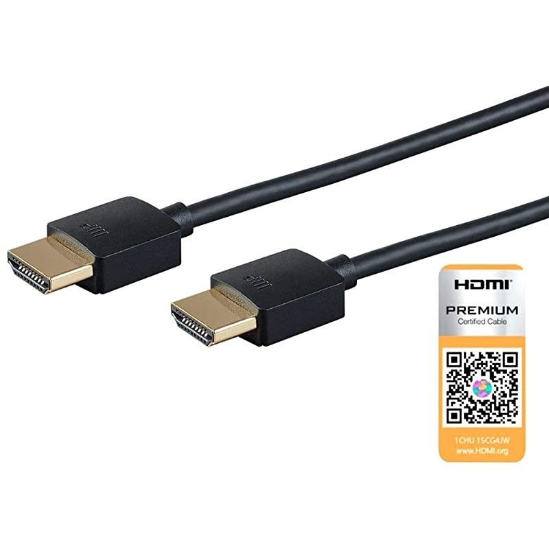 124188 High Speed HDMI Cable 8 Feet Black| Certified Premium 4K60Hz HDR 18Gbps 36AWG YUV 444 Ultra Slim Series