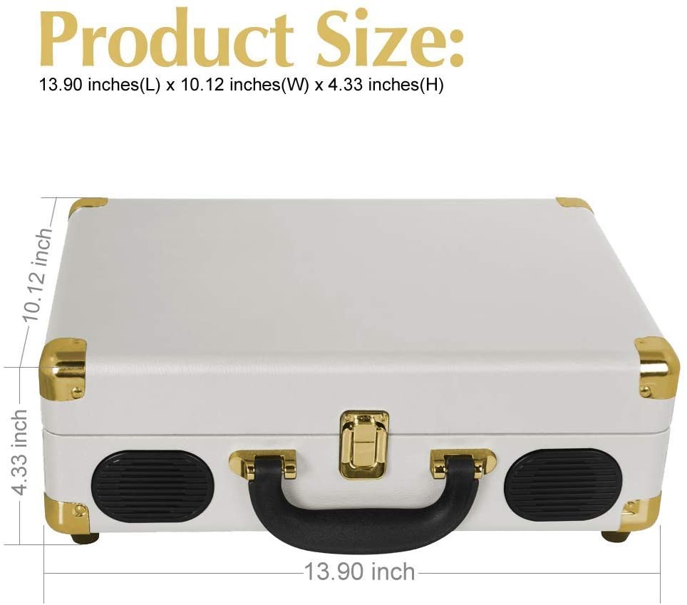 LP&No.1 Portable Suitcase Turntable with Stereo Speaker,3 Speeds Belt-Drive Vinyl Record Player Blue