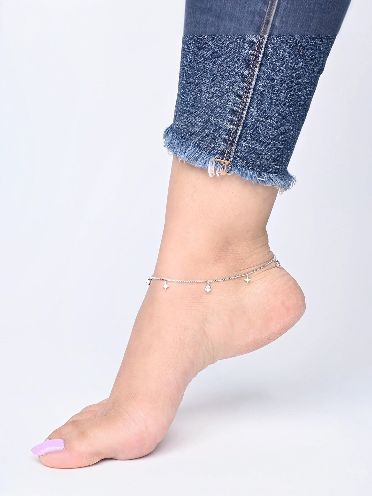 Touch925 Starry Box Silver Anklet for Women