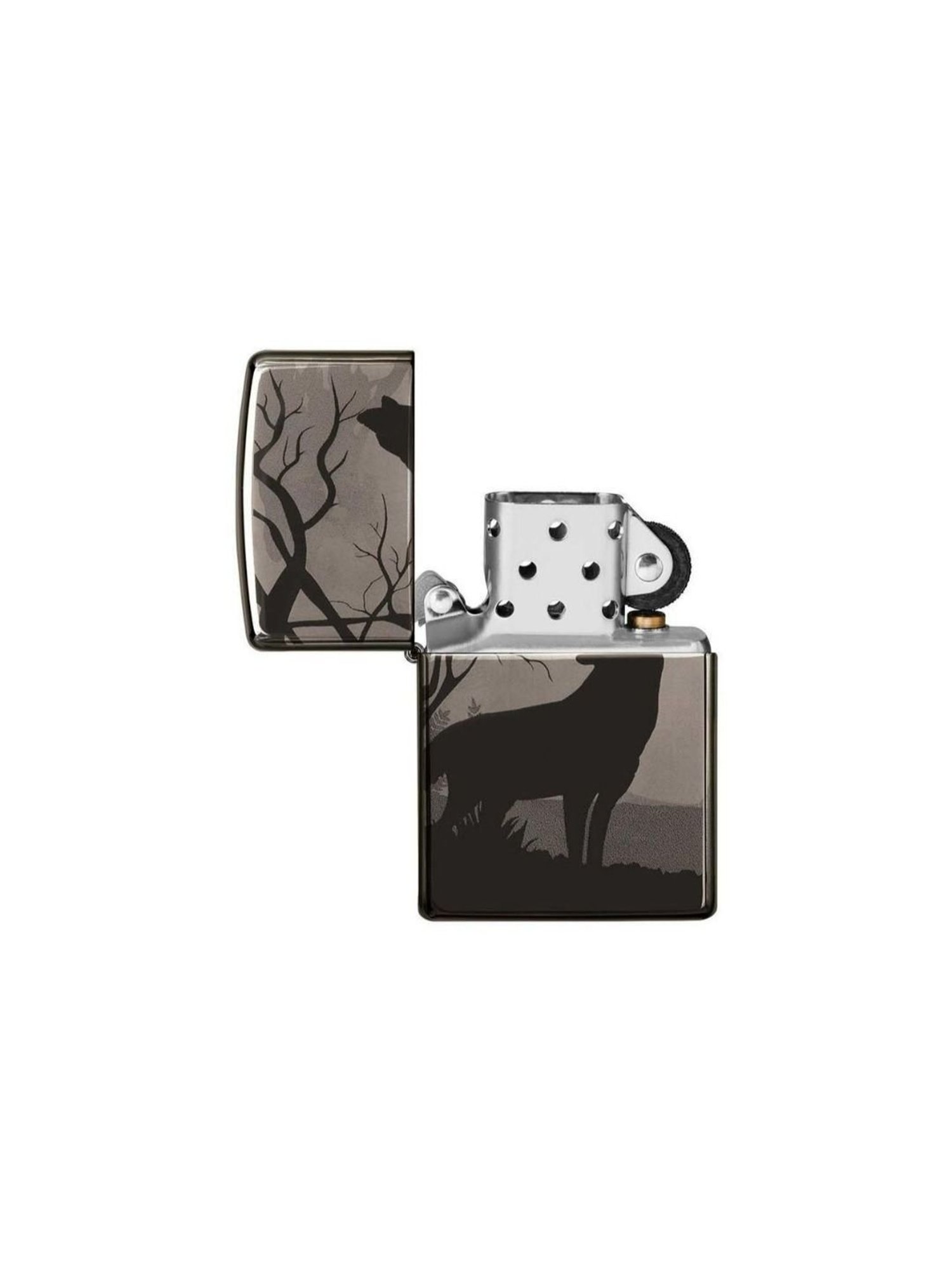Zippo Black Wolves Design Brass Windproof Pocket Lighter