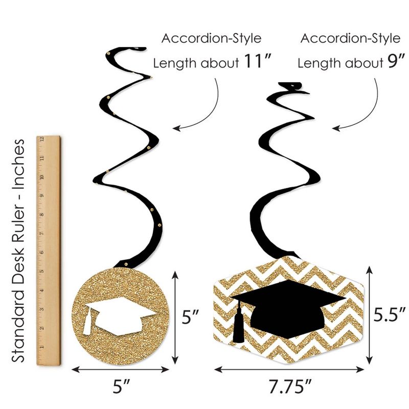 Big Dot of Happiness Gold - Tassel Worth The Hassle - 2021 Graduation Party Hanging Decor - Party Decoration Swirls - Set of 40