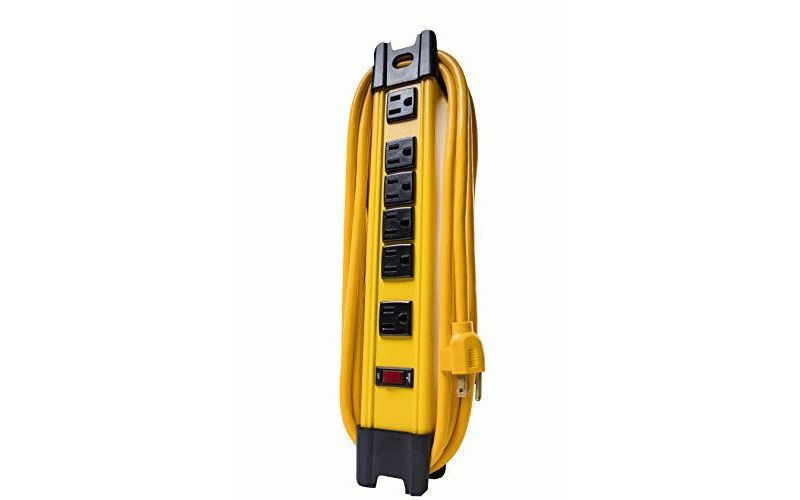 Woods Pro 4658 6 Outlet Metal Power Strip, 10 foot cord, Yellow