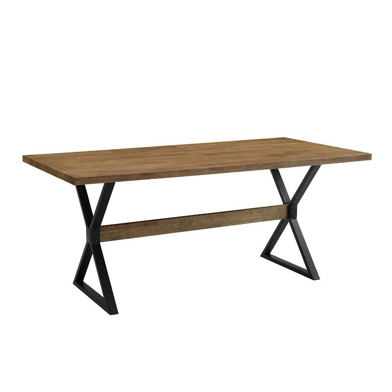 Venna Industrial Farmhouse X Leg Trestle Dining Table Reclaimed Barnwood - Saracina Home